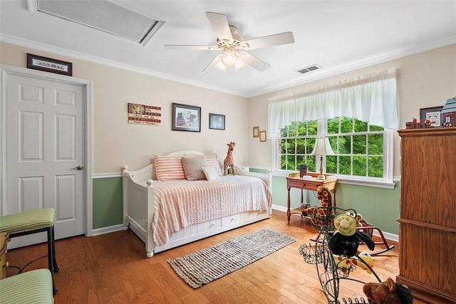 1544 Eldorado Dr, Hopewell Twp Bea, PA 15001 - bedroom with baseboards, wood finished floors, ornamental molding, and a ceiling fan