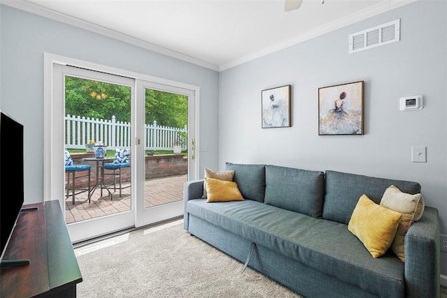 1544 Eldorado Dr, Hopewell Twp Bea, PA 15001 - living area with crown molding and a ceiling fan