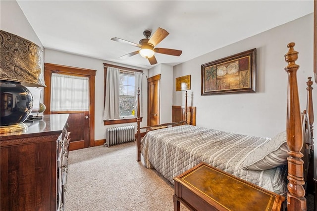 301 W Patriot St, Somerset Boro, PA 15501 - bedroom with radiator heating unit, light carpet, baseboards, and ceiling fan