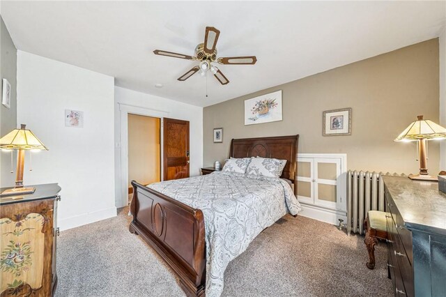 301 W Patriot St, Somerset Boro, PA 15501 - carpeted bedroom featuring radiator, a closet, baseboards, and ceiling fan
