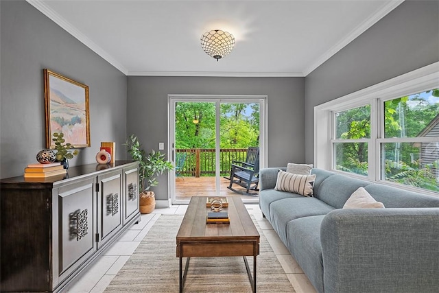 273 Inglewood Dr, Mt Lebanon, PA 15228 - living area featuring ornamental molding and light tile patterned flooring