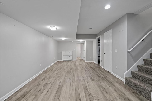 273 Inglewood Dr, Mt Lebanon, PA 15228 - finished basement featuring light wood-type flooring, baseboards, and stairs