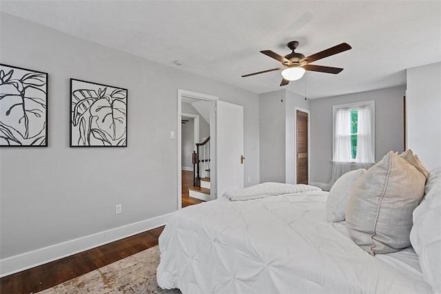 273 Inglewood Dr, Mt Lebanon, PA 15228 - bedroom featuring dark wood-style flooring, baseboards, a ceiling fan, and a closet