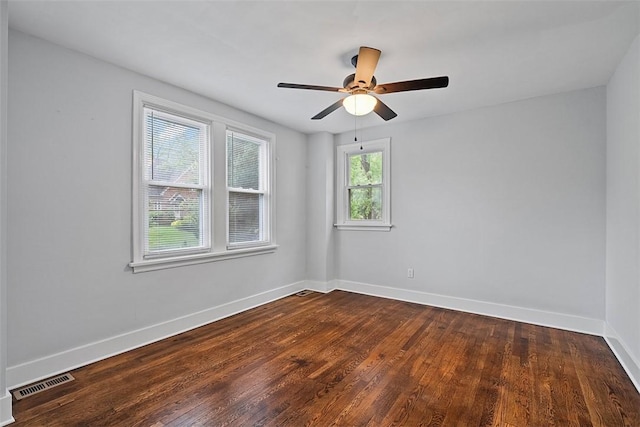 273 Inglewood Dr, Mt Lebanon, PA 15228 - empty room with baseboards, dark wood-style flooring, and ceiling fan