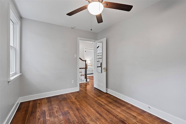273 Inglewood Dr, Mt Lebanon, PA 15228 - empty room featuring baseboards, ceiling fan, and dark wood-style flooring