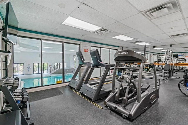 5600 Munhall Rd Unit 606, Squirrel Hill, PA 15217 - exercise room featuring a paneled ceiling
