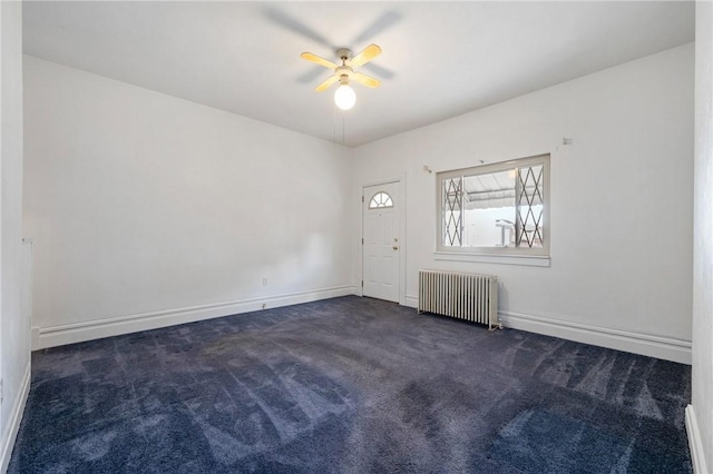 636 Edmond St, Bloomfield, PA 15224 - carpeted spare room with radiator heating unit, ceiling fan, and baseboards