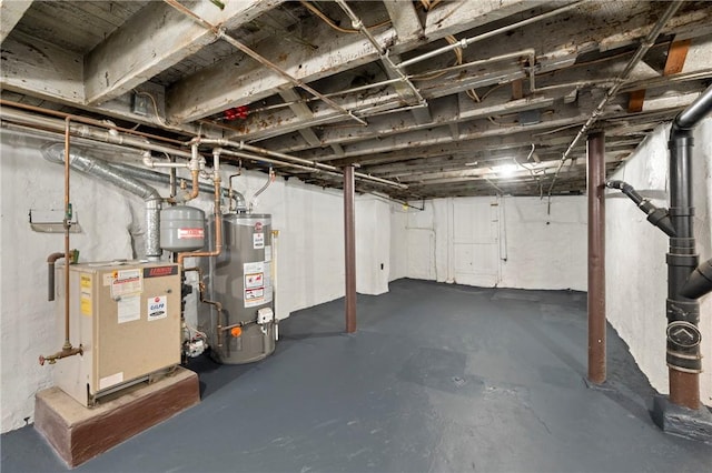 636 Edmond St, Bloomfield, PA 15224 - unfinished basement with gas water heater and a heating unit