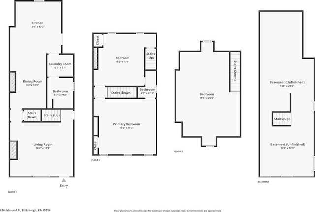 636 Edmond St, Bloomfield, PA 15224 - property floor plan