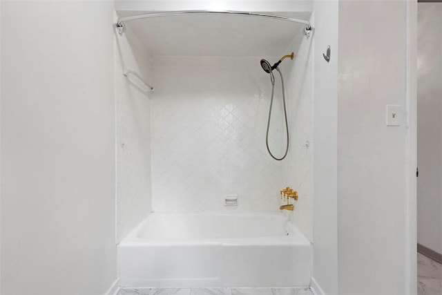 108 W Rd, Shaler, PA 15209 - full bathroom featuring marble look tile flooring, baseboards, and shower / tub combination