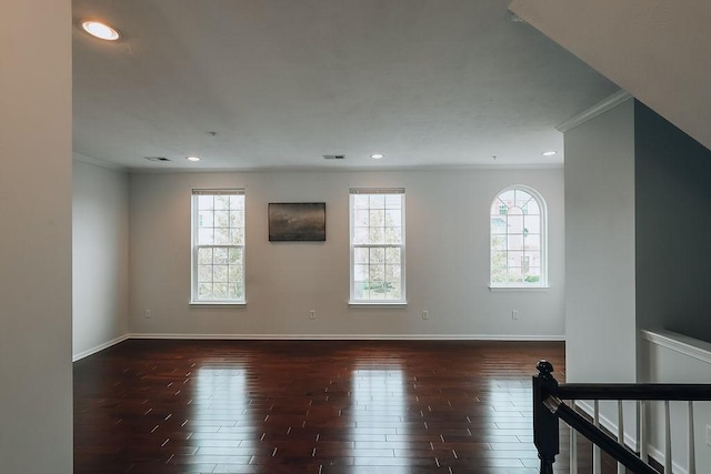 2014 Black Bear Way, Bridgeville, PA 15017 - spare room featuring dark wood finished floors, crown molding, baseboards, and recessed lighting