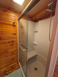798 Hecla Rd, Mount Pleasant Twp Wml, PA 15666 - full bath with a shower stall and wood walls