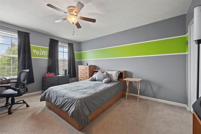 1033 Granite Dr, South Fayette, PA 15057 - carpeted bedroom featuring baseboards, a ceiling fan, and an office area
