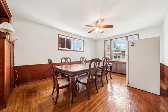7333 Mcclure Ave, Swissvale, PA 15218 - dining area with wood finished floors and a ceiling fan
