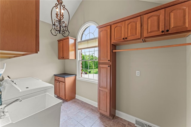 105 Pin Oak Ct, Peters Twp, PA 15367 - laundry room featuring cabinet space, plenty of natural light, washer and clothes dryer, and baseboards