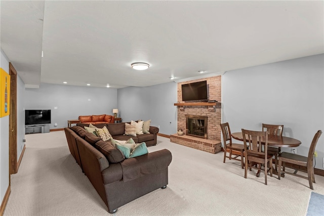 105 Pin Oak Ct, Peters Twp, PA 15367 - carpeted living room featuring a fireplace and baseboards