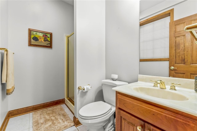 105 Pin Oak Ct, Peters Twp, PA 15367 - full bath featuring vanity, toilet, a stall shower, baseboards, and tile patterned floors