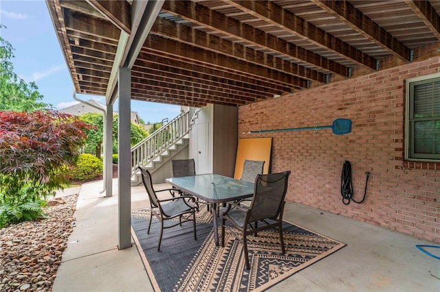 105 Pin Oak Ct, Peters Twp, PA 15367 - view of patio featuring stairway and outdoor dining space