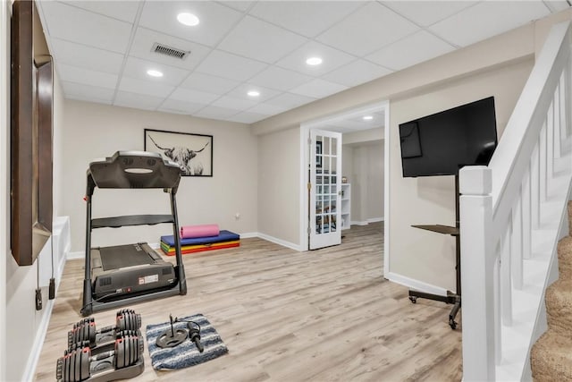 127 Aberdeen Dr, Cranberry Twp, PA 16066 - workout room featuring wood finished floors, baseboards, and recessed lighting