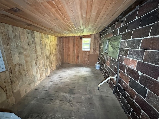 23682 Rte 949, Ridgway, PA 15853 - interior space with wood walls, wooden ceiling, and hardwood / wood-style floors
