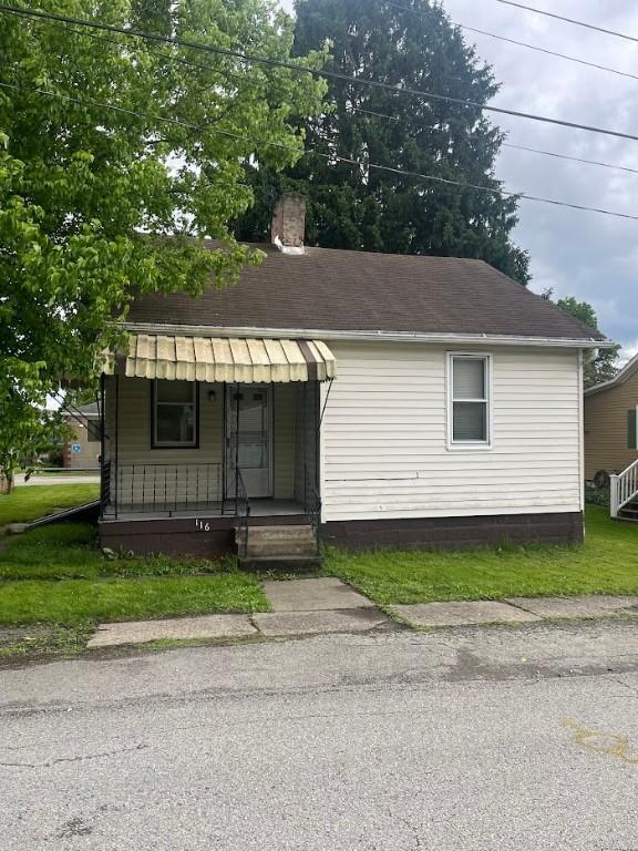 116 Third St, West Bethlehem, PA 15368 - bungalow featuring covered porch and a chimney