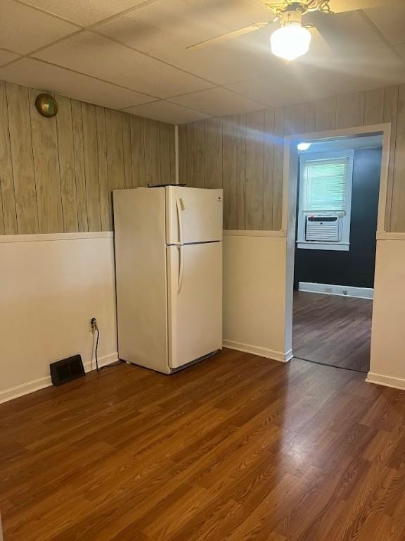 116 Third St, West Bethlehem, PA 15368 - unfurnished room with wood walls, a ceiling fan, dark wood-style floors, and cooling unit