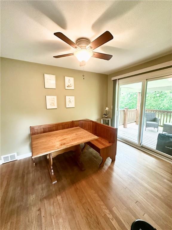 1425 Elgin, Aliquippa, PA 15001 - dining room with wood finished floors, a ceiling fan, and breakfast area