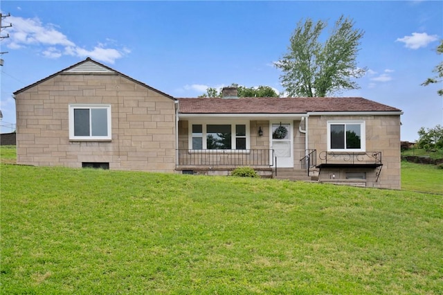 55 Lawrence St, Shaler, PA 15209 - ranch-style house featuring a front yard, a chimney, and covered porch