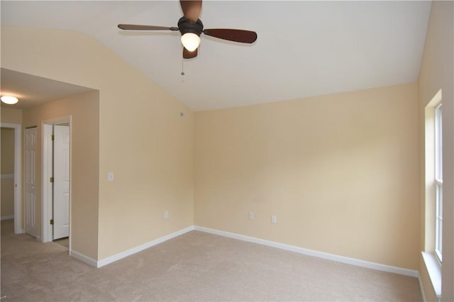 1201 Lenox Oval, Ross Twp, PA 15237 - spare room with lofted ceiling, ceiling fan, light colored carpet, and baseboards