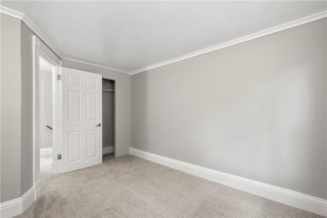 548 Conrad Ave, Charleroi Boro, PA 15022 - unfurnished bedroom featuring carpet flooring, baseboards, a closet, and crown molding