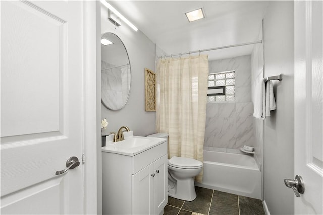548 Conrad Ave, Charleroi Boro, PA 15022 - full bath featuring vanity, shower / tub combo with curtain, toilet, and tile patterned flooring