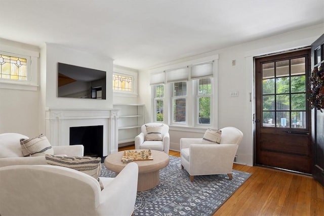 5465 Coral St, Friendship Park, PA 15206 - living room featuring plenty of natural light, wood finished floors, and a fireplace