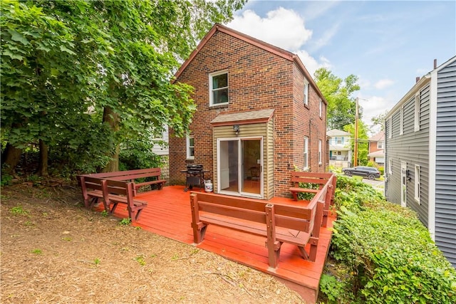 1415 Oakglen St, Crafton Heights, PA 15204 - back of house featuring brick siding and a deck