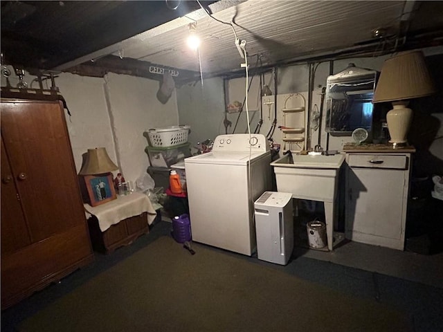 42 Walnut Ave, Dunbar, PA 15431 - unfinished below grade area with washing machine and dryer