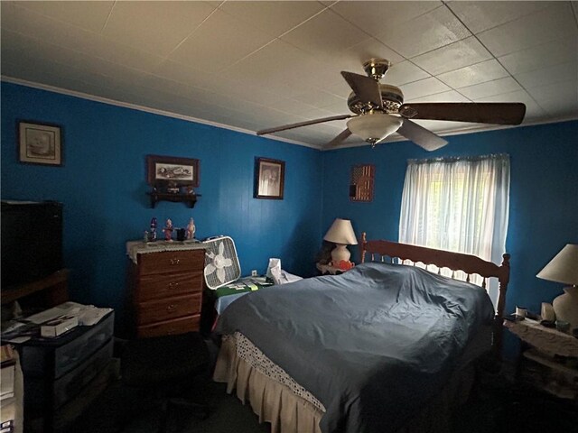 42 Walnut Ave, Dunbar, PA 15431 - bedroom featuring a ceiling fan and ornamental molding