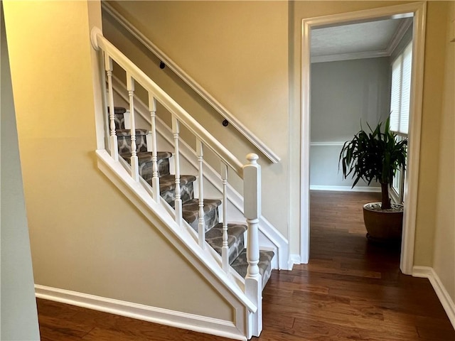 758 Venango Ave, Shaler, PA 15209 - stairway featuring wood finished floors, crown molding, and baseboards