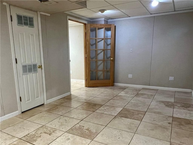 758 Venango Ave, Shaler, PA 15209 - spare room with light tile patterned flooring, baseboards, and a drop ceiling