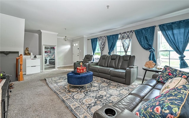 411 Fairgate, Pine Twp, PA 15090 - carpeted living area featuring crown molding and baseboards