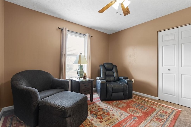 14 Cinque Terra Pl, Finleyville, PA 15332 - living area with a ceiling fan, baseboards, and carpet floors