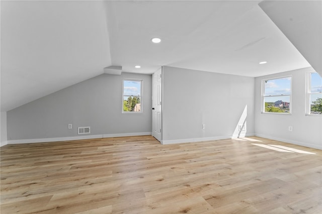 2126 Lautner St, Troy Hill, PA 15212 - bonus room featuring recessed lighting, light wood-style flooring, baseboards, and lofted ceiling
