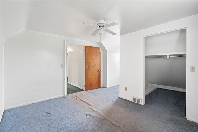 2501 Middletown Rd, Ingram, PA 15205 - unfurnished bedroom featuring carpet floors, a closet, a ceiling fan, a spacious closet, and baseboards