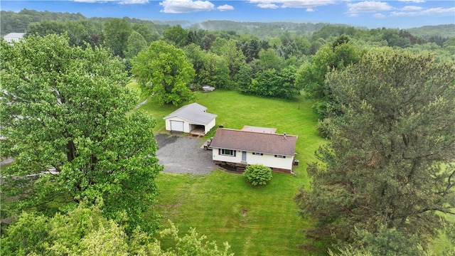 124 Plum St, Franklin Twp, PA 16117 - aerial view of property and surrounding area with a heavily wooded area