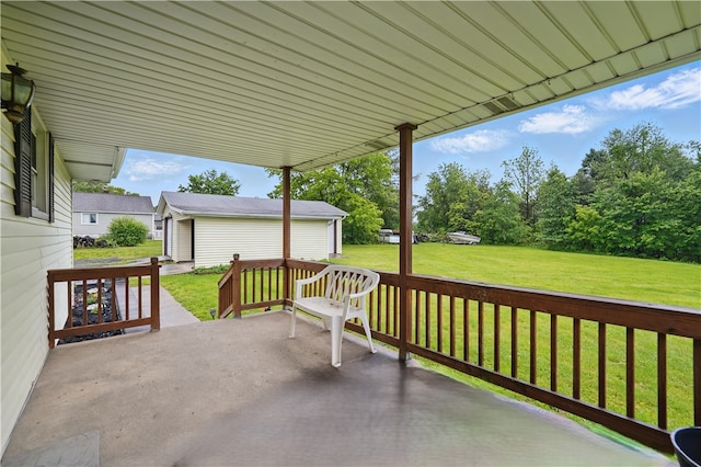 124 Plum St, Franklin Twp, PA 16117 - view of patio featuring an outbuilding