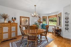 208 Kozy Cor, Middlesex Twp, PA 16059 - dining room with a chandelier, wood finished floors, and baseboards