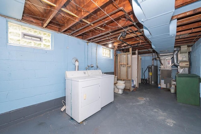 117 Derby Way, Aliquippa, PA 15001 - below grade area with washer and clothes dryer, water heater, and heating unit