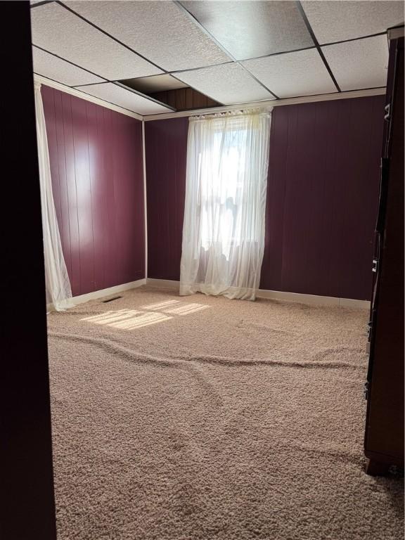 29 Old Mine Rd, Center Twp/Homer Cty, PA 15748 - carpeted empty room featuring a drop ceiling and baseboards