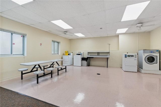 5 Bayard Rd Unit 206, Shadyside, PA 15213 - interior space with washer and dryer, a ceiling fan, and a drop ceiling