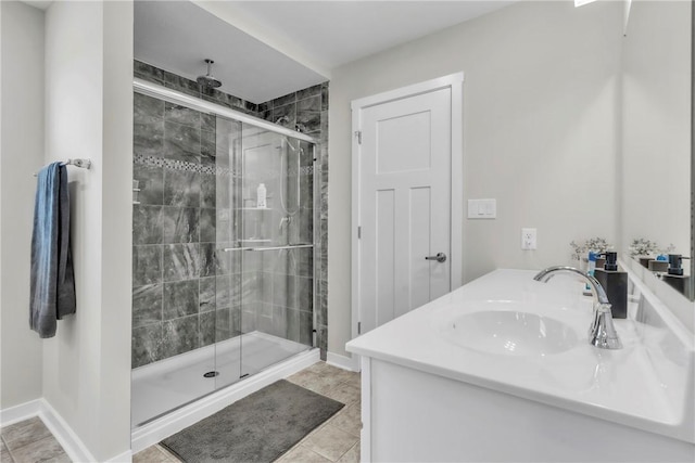 159 Twin Oaks Dr, Buffalo Twp But, PA 16055 - full bath with a shower stall, baseboards, double vanity, and tile patterned floors