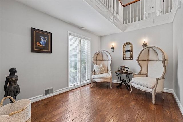 152 Devonwood Dr, Upper St Clair, PA 15241 - living area with wood-type flooring, baseboards, and a high ceiling