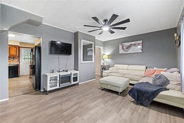 545 Ohio Ave, Midland Boro, PA 15059 - living room with light wood finished floors, ceiling fan, and baseboards